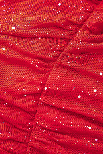 Glitter Cross Front Ruched V-neck Mini Dress