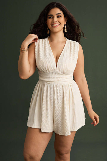 Plus Size Ruched Sleeveless Wide Leg Jumpsuit