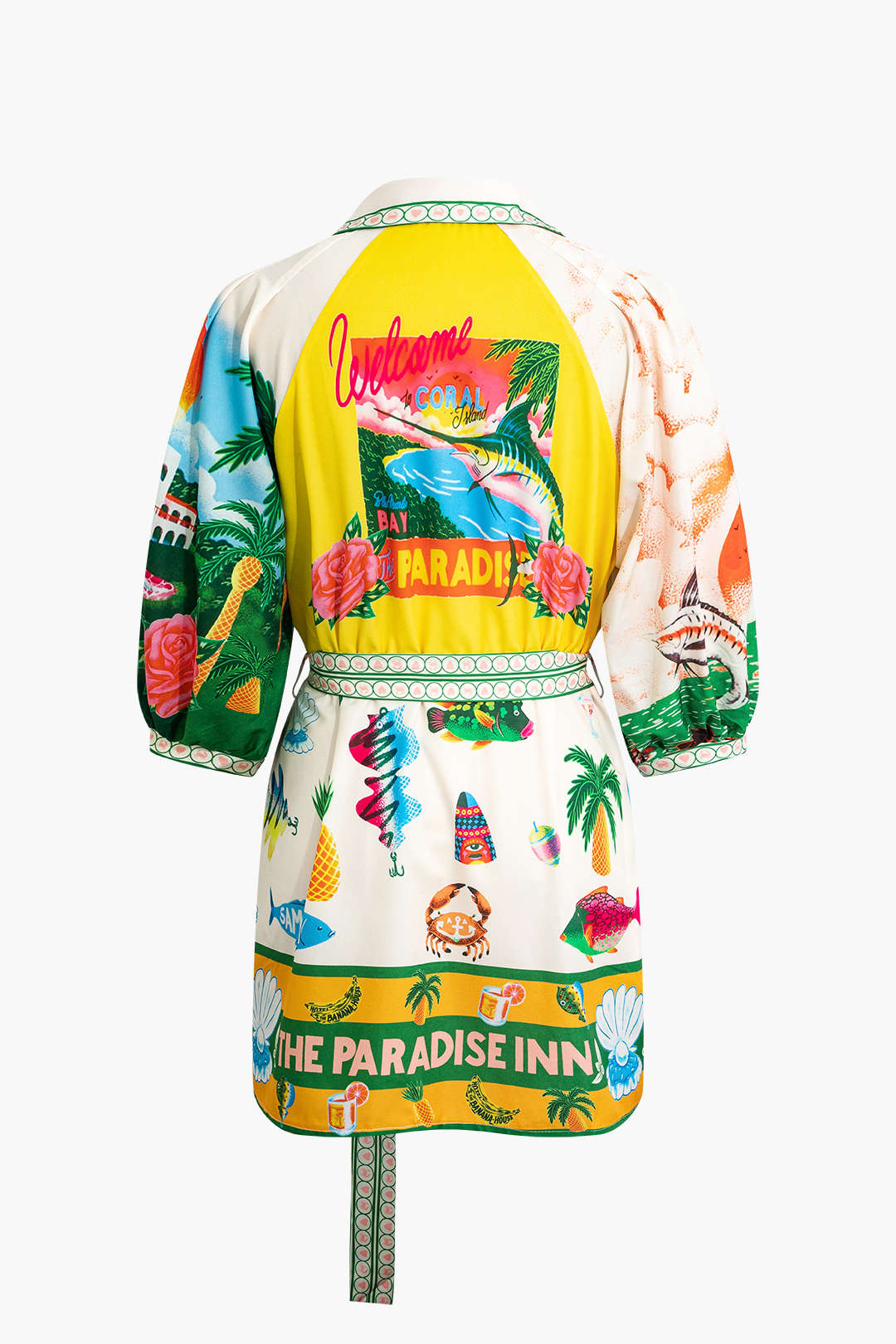Tropical Print Belt Mini Dress