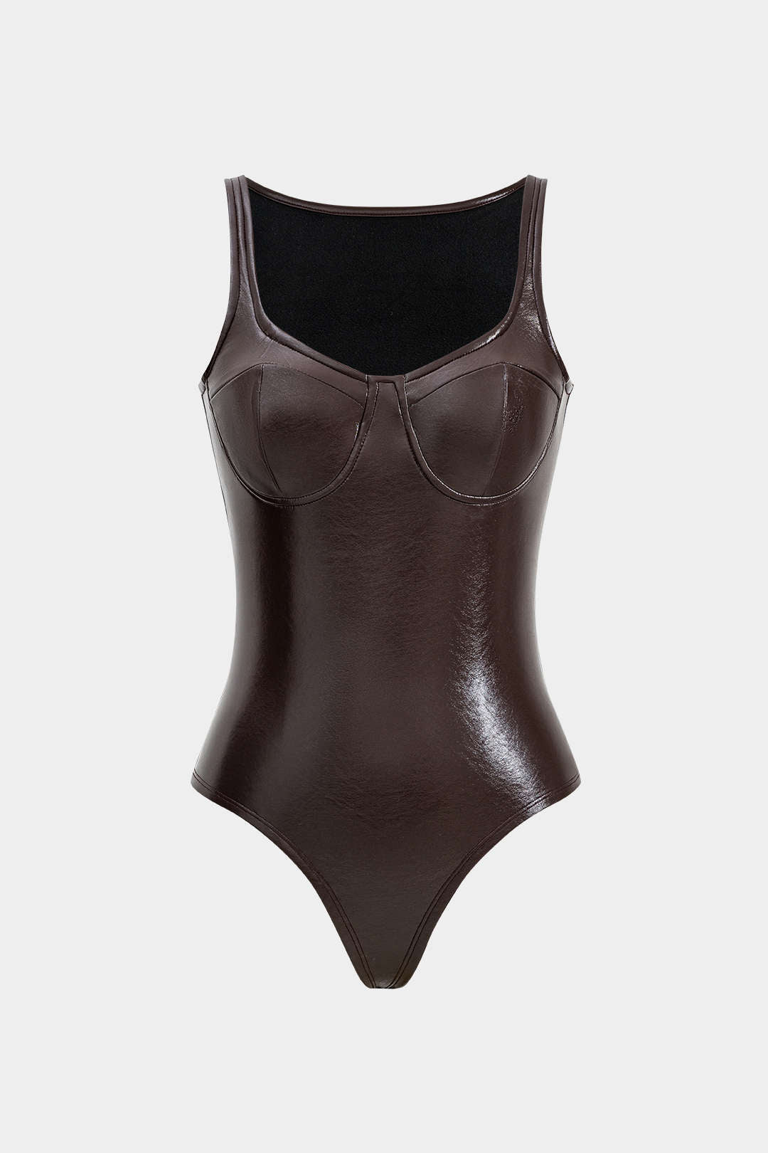 Faux læder bustier ærmeløs bodysuit