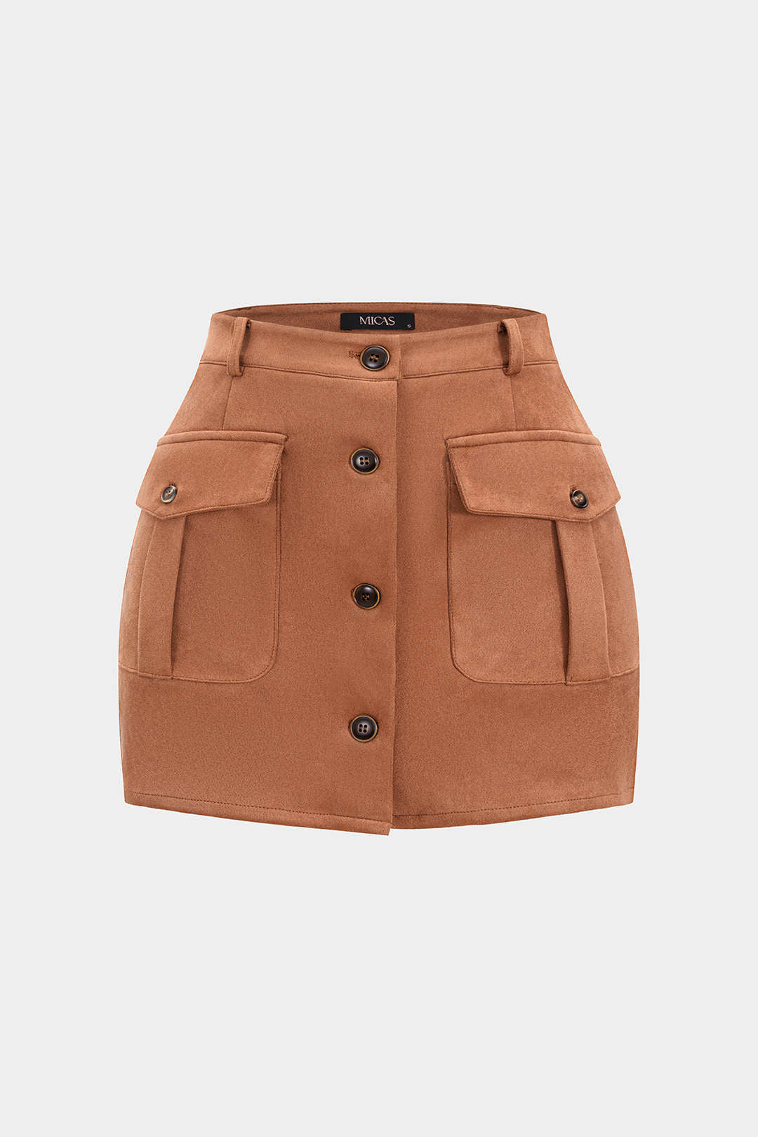 Suede Button Pocket Skirt