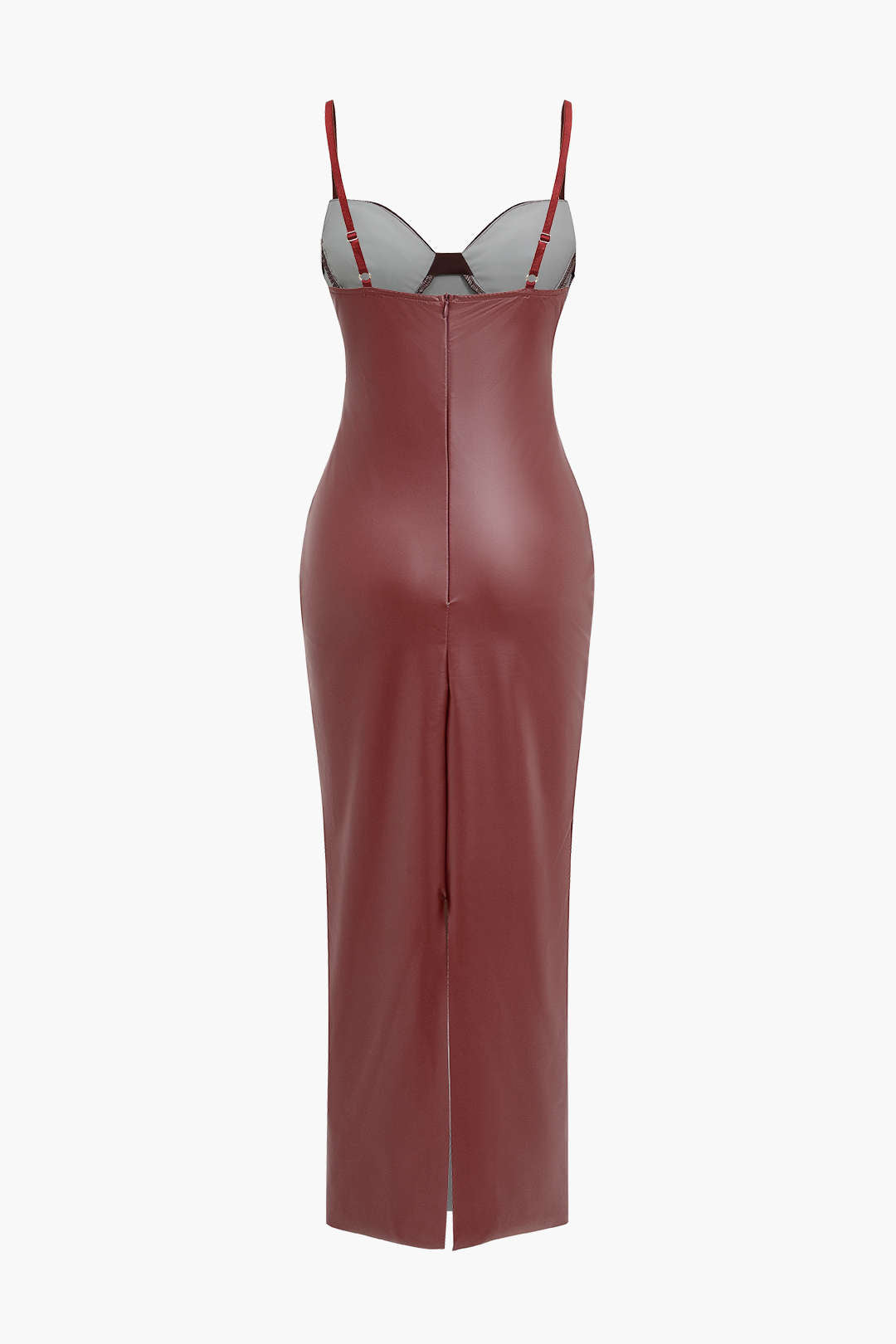 Faux Leather Bustier Slip Midi Dress