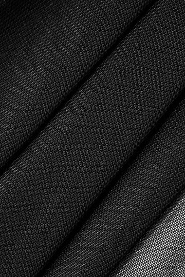 Asymmetric Sheer Mesh Slit Long Sleeve Maxi Dress