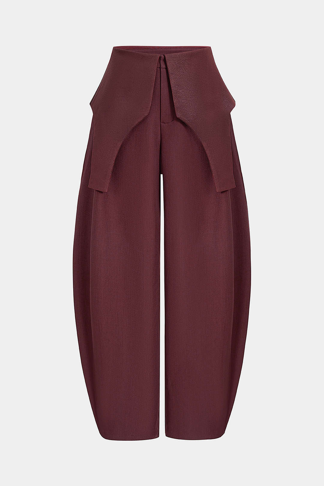 Satin Patchwork Zipper Barrel Trousers