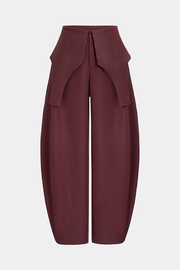 Satin Patchwork Zipper Barrel Trousers