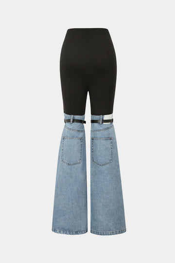 Denim hybride flare been broek