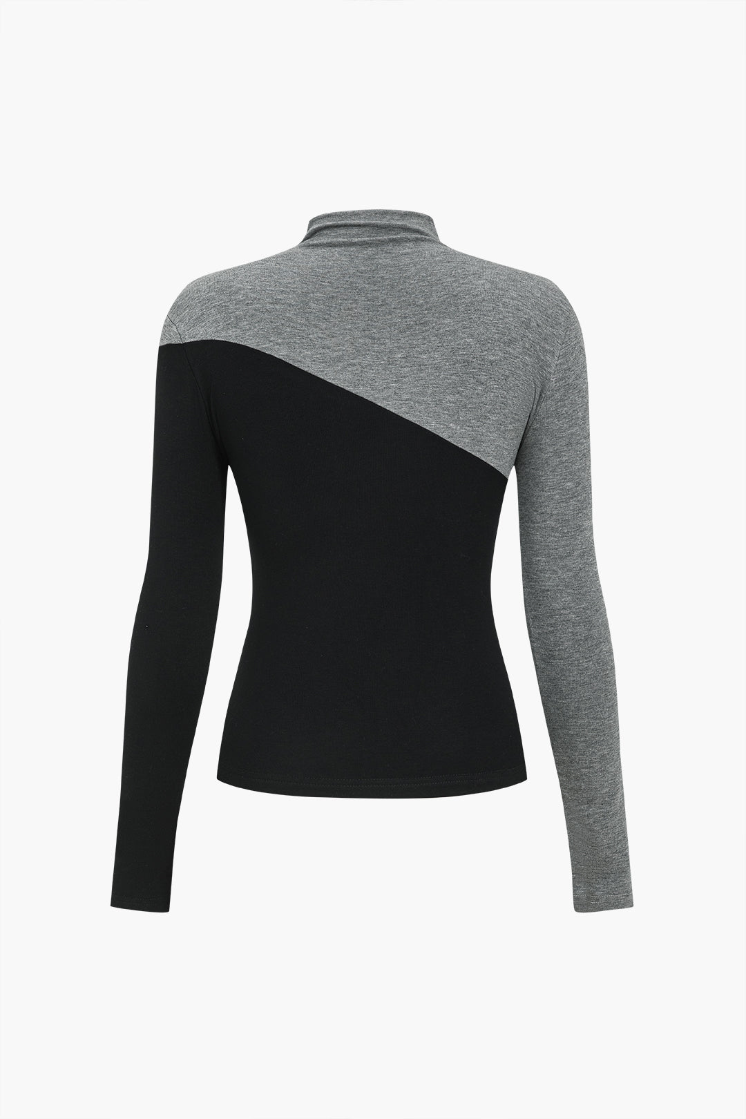 Contrast Mock Neck Long-Sleeve Top