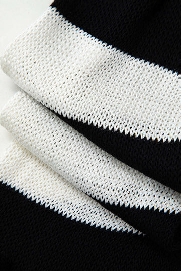 Contrast Strip Pin Crop Knit Top