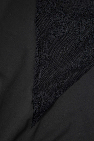 Square Neck Patchwork Lace Slit Maxi Dress