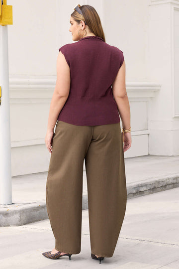 Plus Size Metallic Asymmetrical Trousers