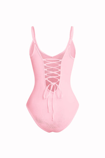 Basic Gevlooide das v-hals cami bodysuit