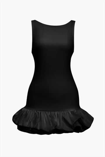 Solid Tank Ruffle Hem Mini Dress