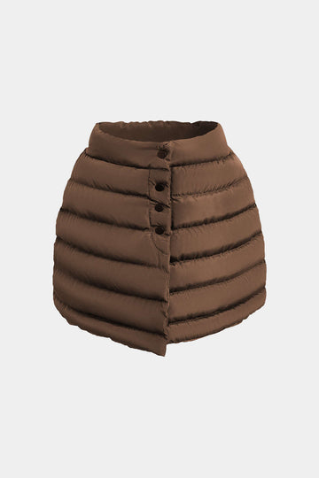 Solid Button Up Puffer Mini Skirt