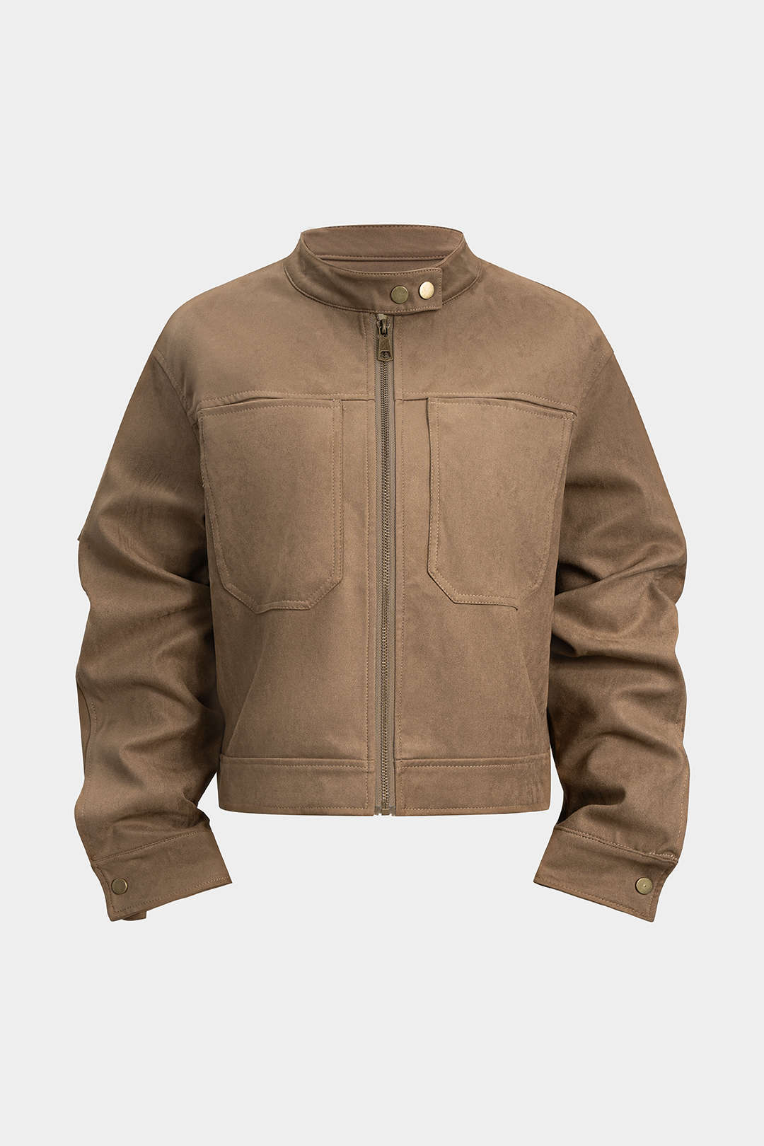 Suede Stand Collar Cropped Jacket