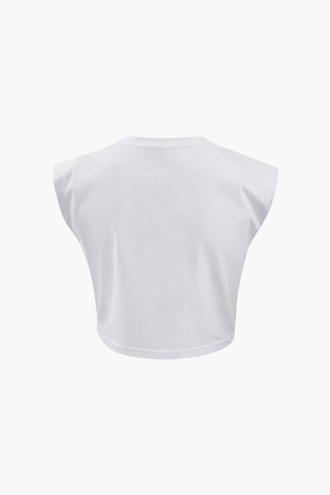 Solid Padded-Shoulder Knot Hem T-Shirt