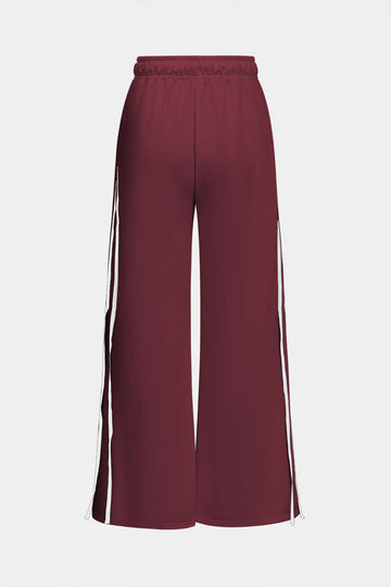 Contrast Tie-Up Wide Leg Trousers