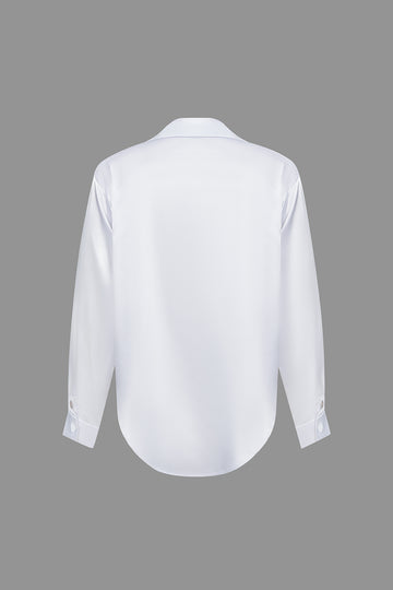 Basic Solid Satin Long-Sleeve Shirts