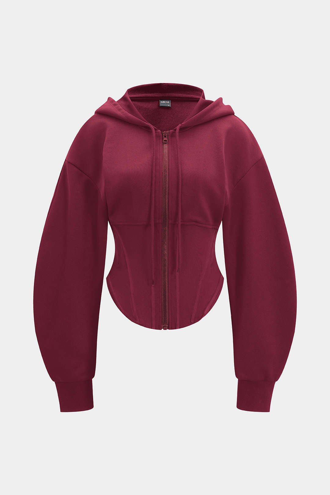 Zipper Drawstring Corset Hoodie