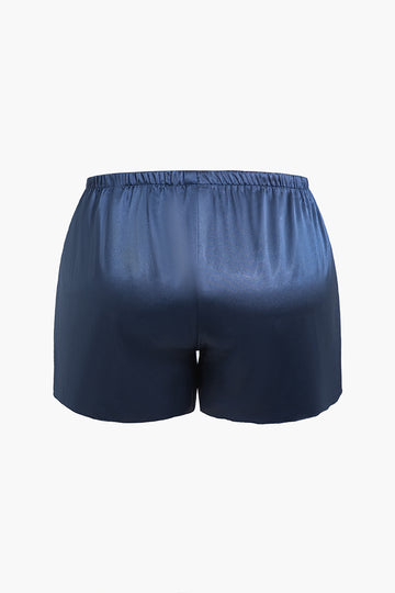 Plus Size Satin Cowl Neck Cami Top And Shorts Lingerie Set
