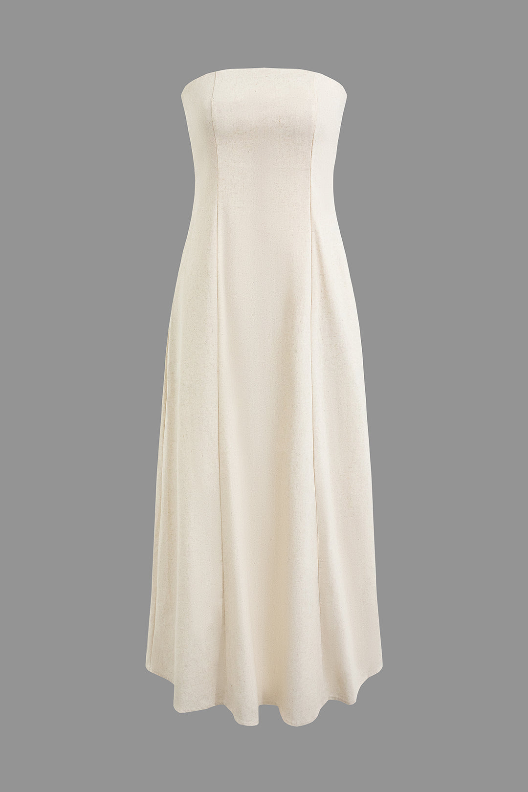 Basic Linen Solid Strapless Maxi Dress