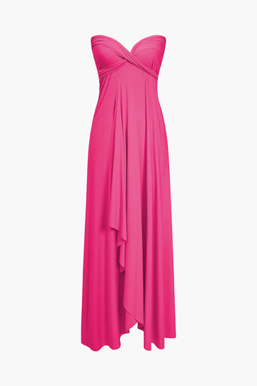 Solid Reversible Asymmetrical Tie-Up Maxi Dress