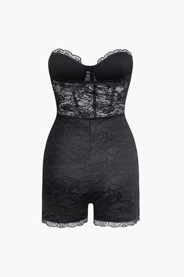 Lace Strapless Bustier Romper