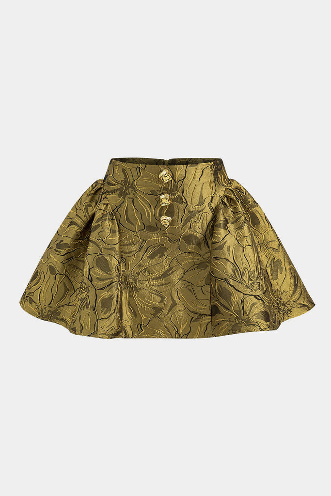Jacquard Metallic Puff Zipper Skirt - decent-life