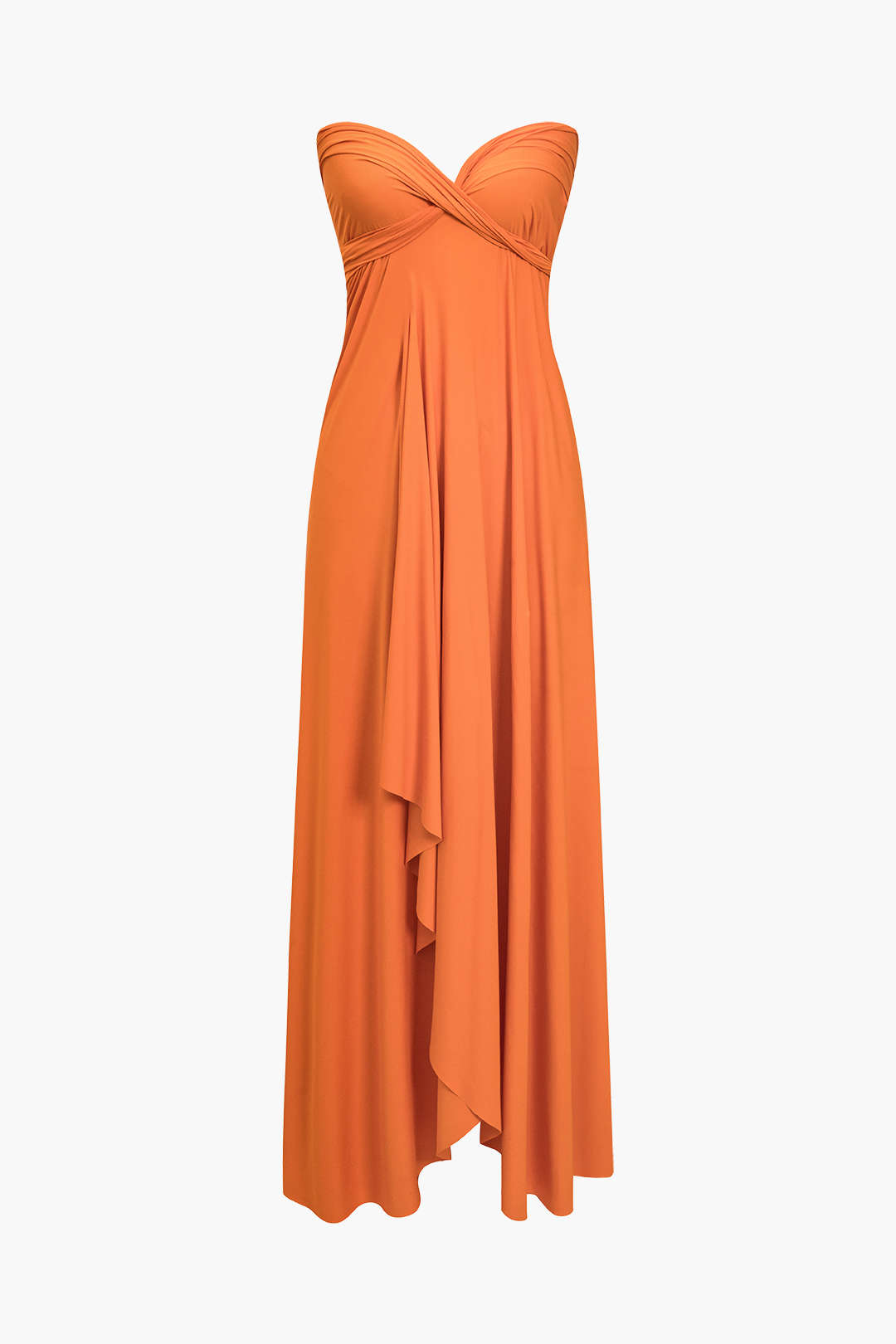 Solid Reversible Asymmetrical Tie-Up Maxi Dress