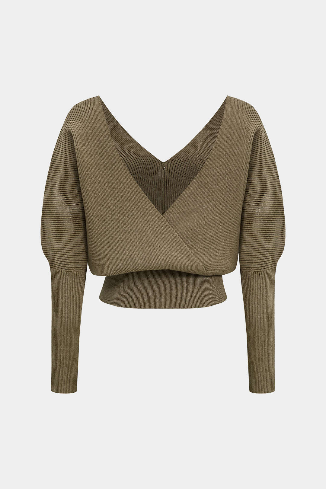 Solid Button V-Neck Sweater Long-Sleeve Top