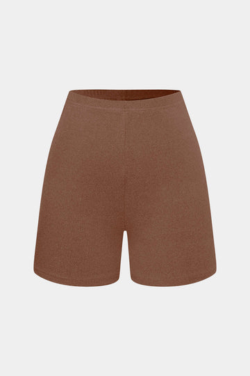 Ensemble de haut et de shorts sans bretelles de base en tricot solide