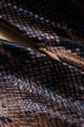 Snake Skin Print Faux Leather Skirt