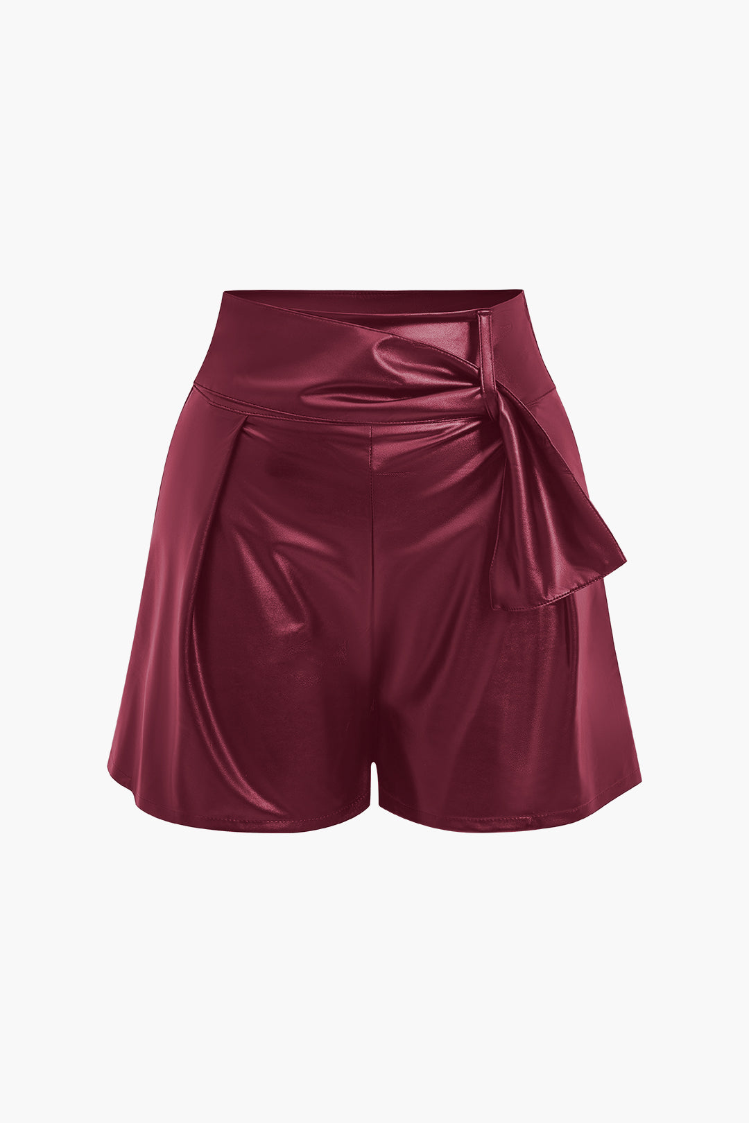 Shorts asimétricos con cremallera de cuero sintético liso