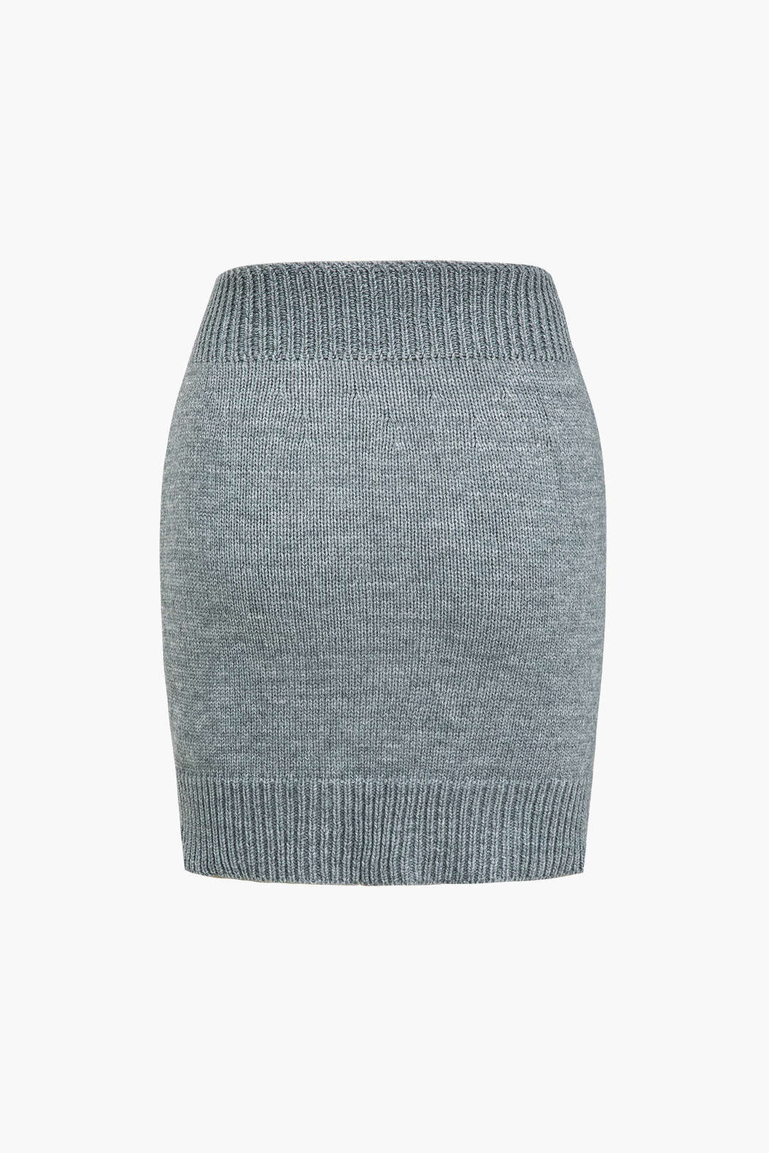 Solid Sweater And Button-Front Knit Skirt Set