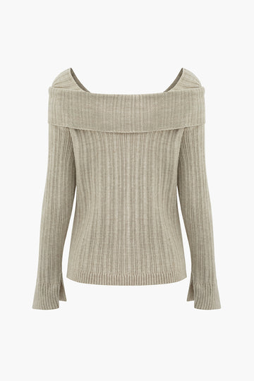 Off The Shoulder Long Sleeve Knit Top