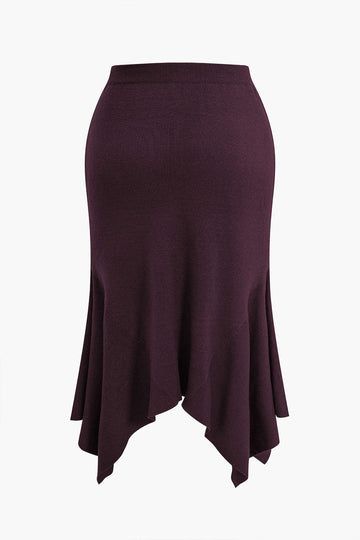 Plus Size Knit High Waist Skirt