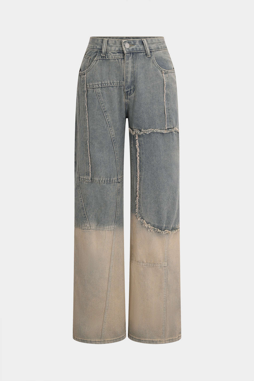 Denim vervaagde jeans met rechte pijpen