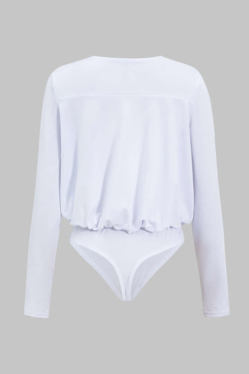 Ruched V-hals langærmet bodysuit