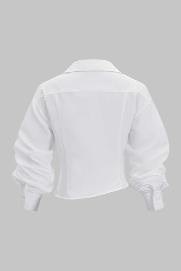 Ruched Drawstring Long-Sleeve Shirt