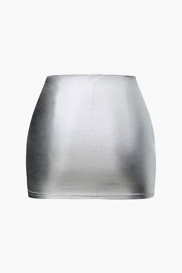 Metallic Cross Waist Mini Skirt
