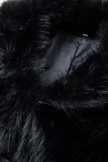Faux Fur Collared Crop Coat