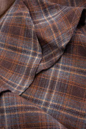 Plaid Print Faux Leather Patchwork Layered Ruffle Hem Skirt