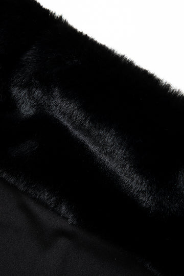 Faux Fur Trim Off Shoulder Midi Dress