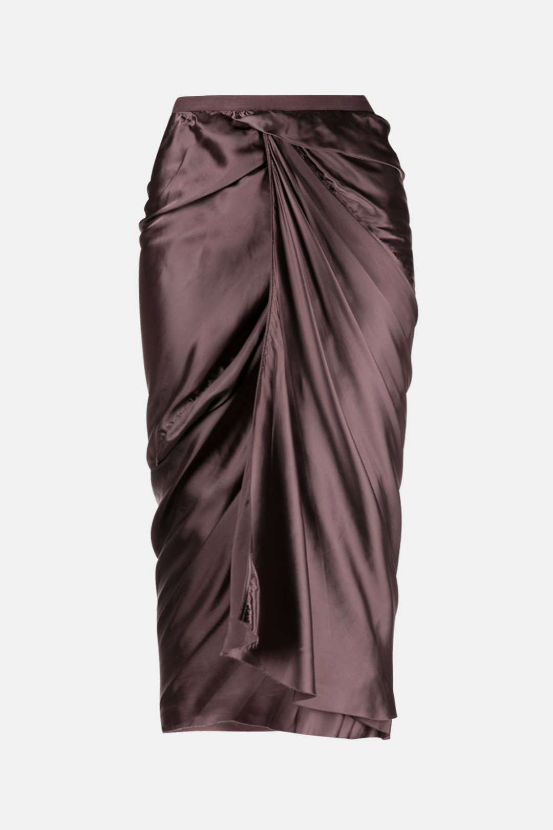 Satin Ruched Midi Skirt