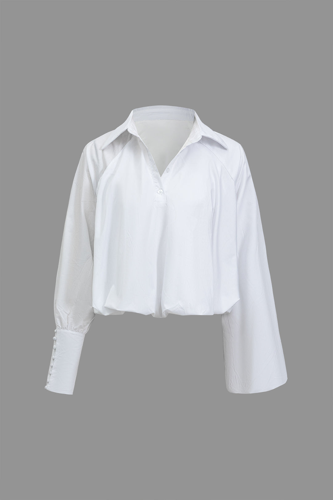 Solid Button Asymmetrical Long-Sleeve Shirt