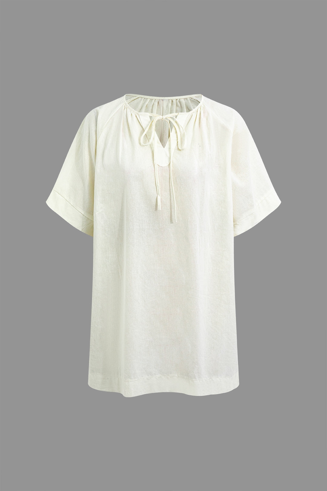 Solid Bow-tie Neckline Mini T-Shirt Dress