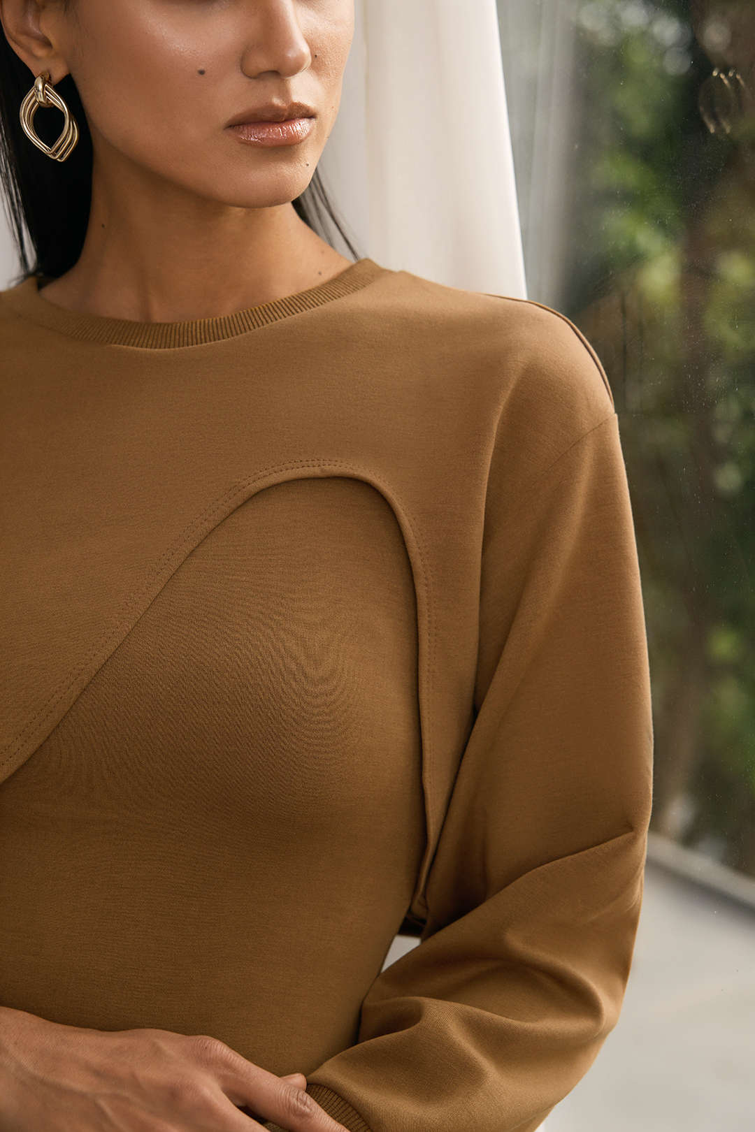 Asymmetrical Long-Sleeve Top And Sleeveless Dress Set