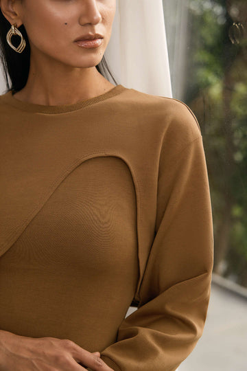 Asymmetrical Long-Sleeve Top And Sleeveless Dress Set