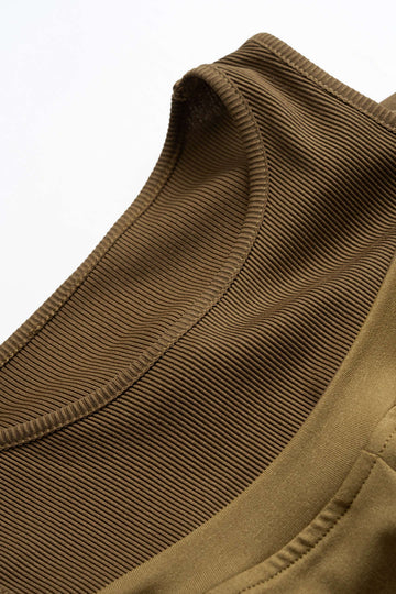 Cut Out Long-Sleeve Top And High Waist Wide Leg Trousers Set