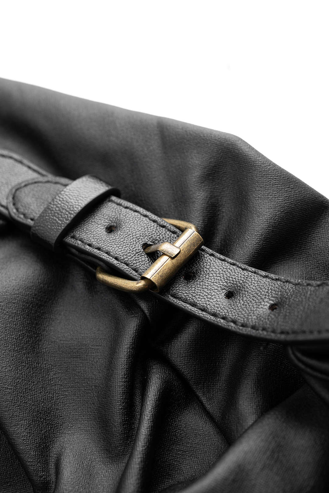 Faux Leather Quilted Patchwork Off Shoulder Long-Sleeve Shirt