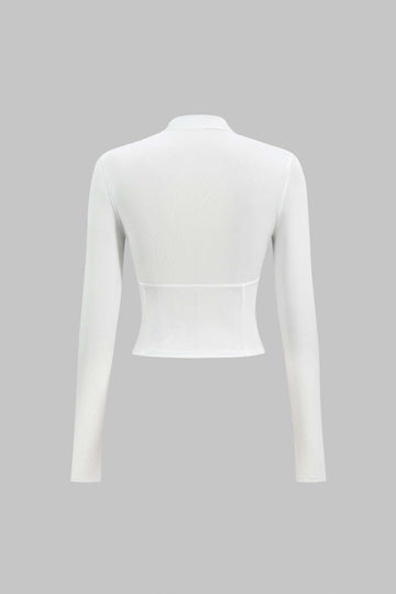 Solid Bustier Long Sleeve Top